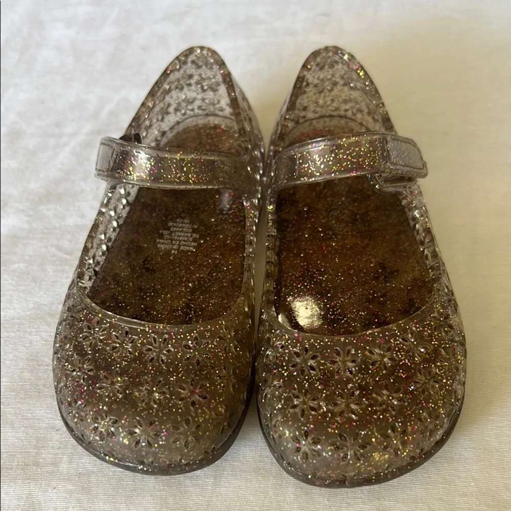 Source Unknown Brown/ pink Glitter Dress Shoes mini Melissa style #201